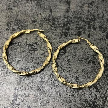 14 karaat gouden creolen wokkels oorbellen beschikbaar voor biedingen
