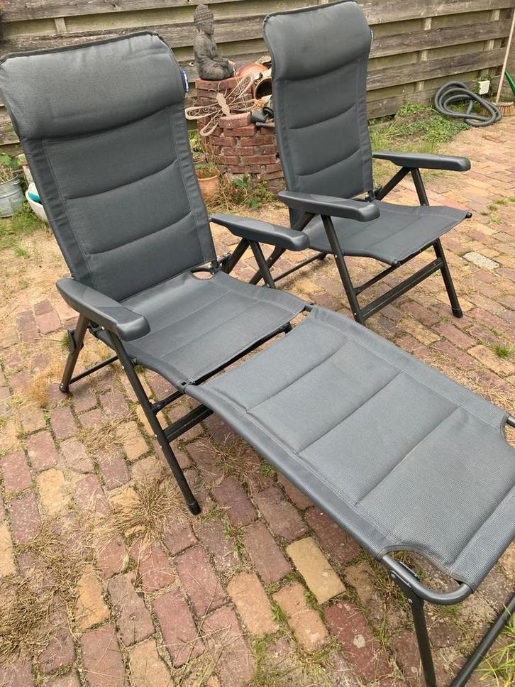 2 Campart campingstoelen met 1 losse opzetstuk voor benen., Caravans en Kamperen, Kampeermeubelen, Gebruikt, Ophalen