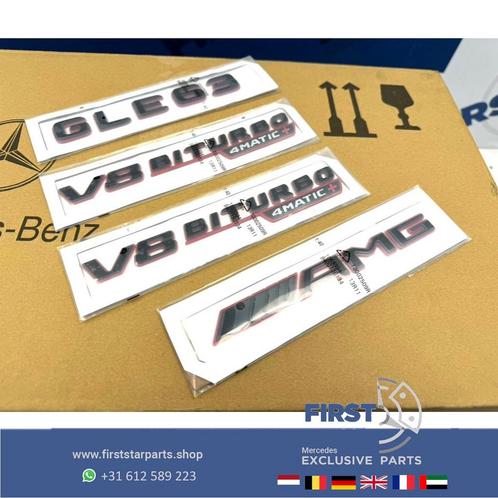 W167 V167 C167 GLE KLASSE GLE63 AMG LOGO SET ZWART ROOD 2023, Auto-onderdelen, Carrosserie en Plaatwerk, Mercedes-Benz, Gebruikt