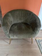 Fauteuil groen met gouden pootjes, Huis en Inrichting, Fauteuils, Ophalen, Minder dan 75 cm, Zo goed als nieuw, 75 tot 100 cm