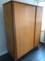 Linnenkast jaren 60 vintage houten, Ophalen, Gebruikt, 100 tot 150 cm, Met hangruimte