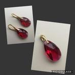 Set oorbellen hanger goud zilver Swarovski kristal NIEUW, Nieuw, Ophalen of Verzenden, Met kristal, Rood