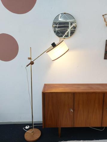 Vintage 'hengel' vloerlamp teak jaren 70