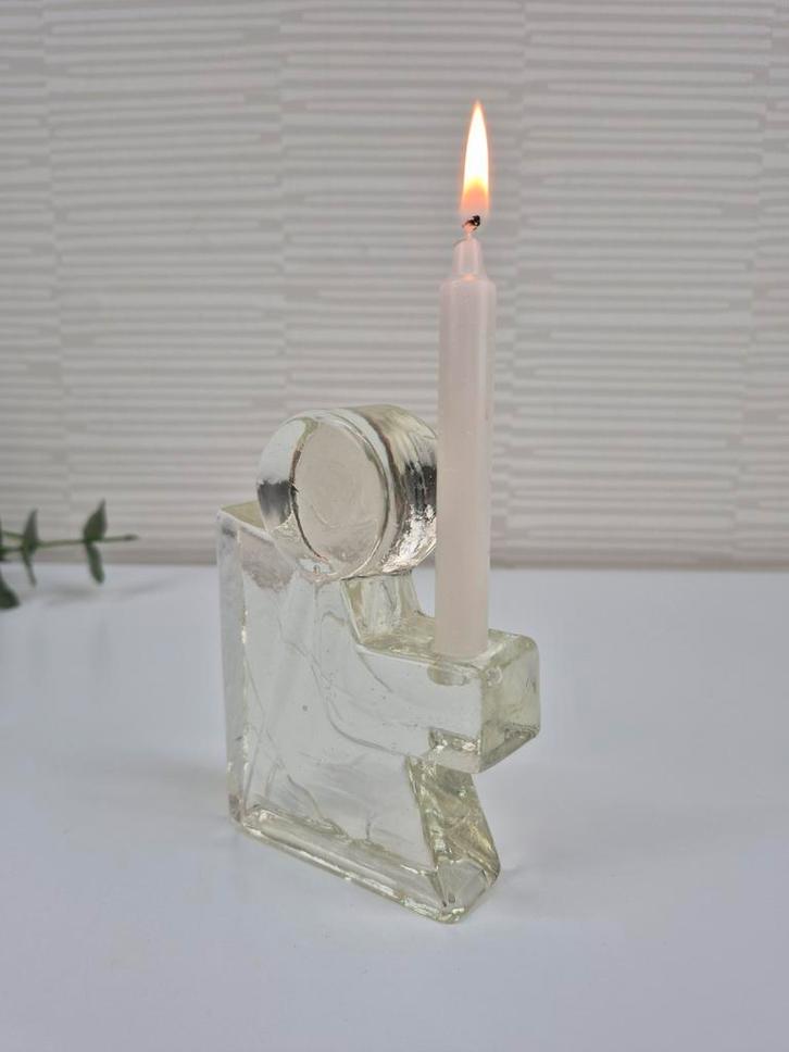 Kerst engel kaarsenhouder. Engelen kandelaar glas jaren 70., Huis en Inrichting, Woonaccessoires | Kandelaars en Kaarsen, Ophalen of Verzenden
