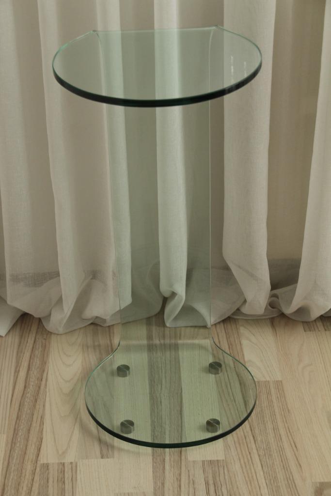 Glazen bloemen-/bijzettafel, Huis en Inrichting, Tafels | Bijzettafels, Zo goed als nieuw, Rond, Minder dan 55 cm, Glas, Ophalen