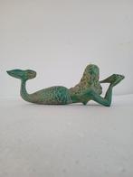 Bronzen beeld, zeemermin met schelp in mand, brons kunst

Le, Ophalen of Verzenden