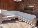 Hoekbank van Steigerhout met Kussens, Tuin en Terras, Ophalen, Steigerhout, Zo goed als nieuw, Loungeset