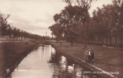 JK385 Schiedam Singel Stadhouderslaan ca 1930, Verzamelen, Ansichtkaarten | Nederland, Gelopen, Zuid-Holland, 1920 tot 1940, Verzenden