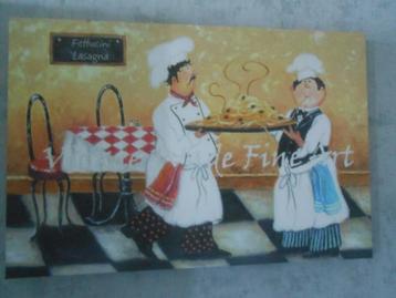 Canvas met print kok tafereel 76 x 51 cm  beschikbaar voor biedingen