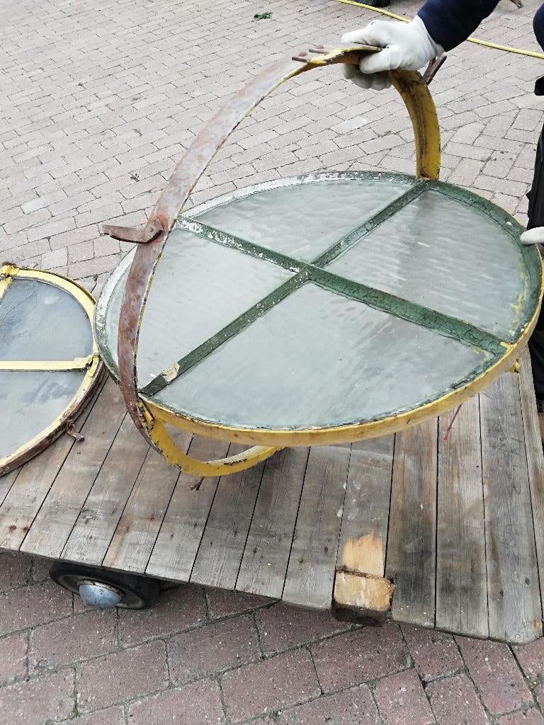 6 stuks antieke ronde ijzeren kantelramen, 78 cm, Ophalen, Gebruikt, Minder dan 80 cm, Minder dan 80 cm