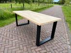 Nieuwe strakke tafel met Zwart stalen U-poot 200x90x77cm, Ophalen, 50 tot 100 cm, Vier personen, Metaal