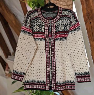Vintage handgebreide Noorse Norway wollen vest trui 80s beschikbaar voor biedingen