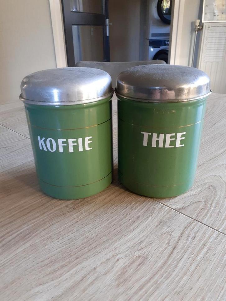 Vintage voorraadbussen voor koffie en thee., Antiek en Kunst, Antiek | Emaille, Ophalen of Verzenden