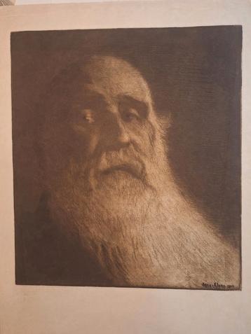 Ets van man met baard, 1904 Bern Klene beschikbaar voor biedingen