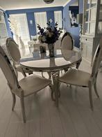Wit chrome eethoek, Huis en Inrichting, Complete eetkamers, Ophalen of Verzenden, Zo goed als nieuw, 4 tot 6 stoelen