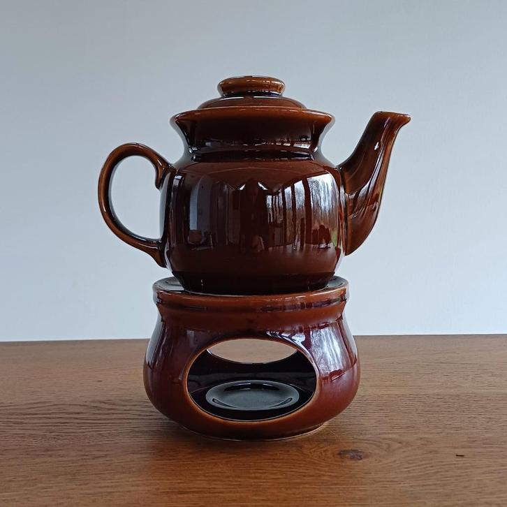 Vintage theepotje op rechaud, Huis en Inrichting, Keuken | Servies, Gebruikt, Overige typen, Overige stijlen, Keramiek, Ophalen of Verzenden
