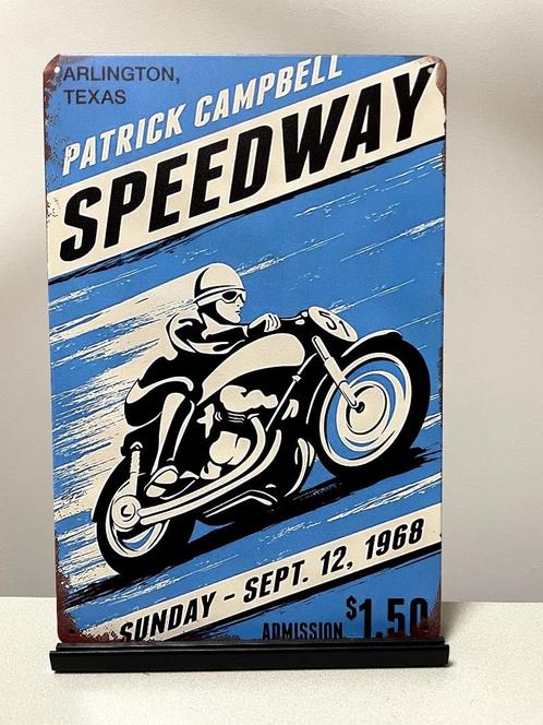 Speedway 1968 Texas metalen reclamebord / wandbord, Verzamelen, Automerken, Motoren en Formule 1, Nieuw, Motoren, Ophalen of Verzenden