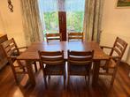 Massieve eiken eettafel met 6 stoelen, Ophalen, Zo goed als nieuw, 4 tot 6 stoelen