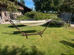 Hangmat met hardhouten frame, Ophalen of Verzenden, Zo goed als nieuw