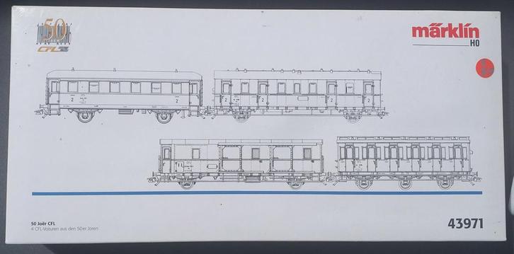 4 CFL Rijtuigen - 50er jaren - Nieuwstaat, Hobby en Vrije tijd, Modeltreinen | H0, Zo goed als nieuw, Wagon, Wisselstroom, Märklin