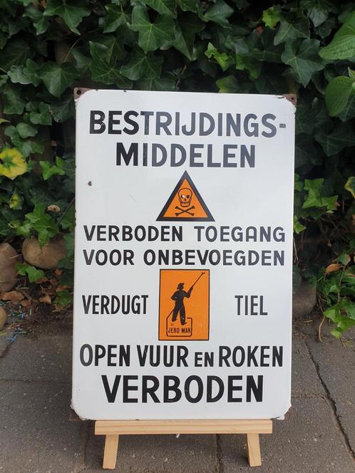 Emaille bord Bestrijdingsmiddelen Verbod Jebo Man, Antiek en Kunst, Antiek | Emaille, Ophalen of Verzenden