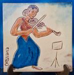 Tegel . Violiste. Spanje.  15/15/0.8 cm., Antiek en Kunst, Antiek | Wandborden en Tegels, Ophalen