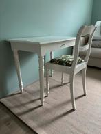 Houten Bureau met lade en Stoel - Authentiek, Ophalen, Gebruikt, Wit, Eén