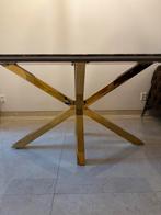 Richmond Marmer eettafel  bruin/goud details, Huis en Inrichting, Ophalen, Zo goed als nieuw, 25 tot 50 cm, Rechthoekig