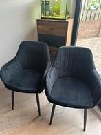6 zwarte velours eetkamerstoelen met armleuning zgan, Huis en Inrichting, Zwart, Ophalen of Verzenden, Zo goed als nieuw, Stof
