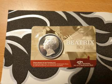 Penning Beatrix 80 jaar 2018 in coincard  beschikbaar voor biedingen