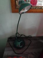 Vintage bureaulamp in petroleum groen, Huis en Inrichting, Gebruikt, Vintage, Ophalen of Verzenden, Glas