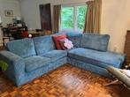 Leuke blauwe Ribstof/corduroy hoekbank, Huis en Inrichting, Banken | Bankstellen, Ophalen, Gebruikt, Minder dan 75 cm, Hoekbank