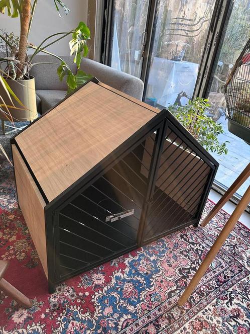 Homie doghouses hondenhok medium zwart - licht eiken, Dieren en Toebehoren, Hondenhokken, Zo goed als nieuw, 65 tot 100 cm, Ophalen