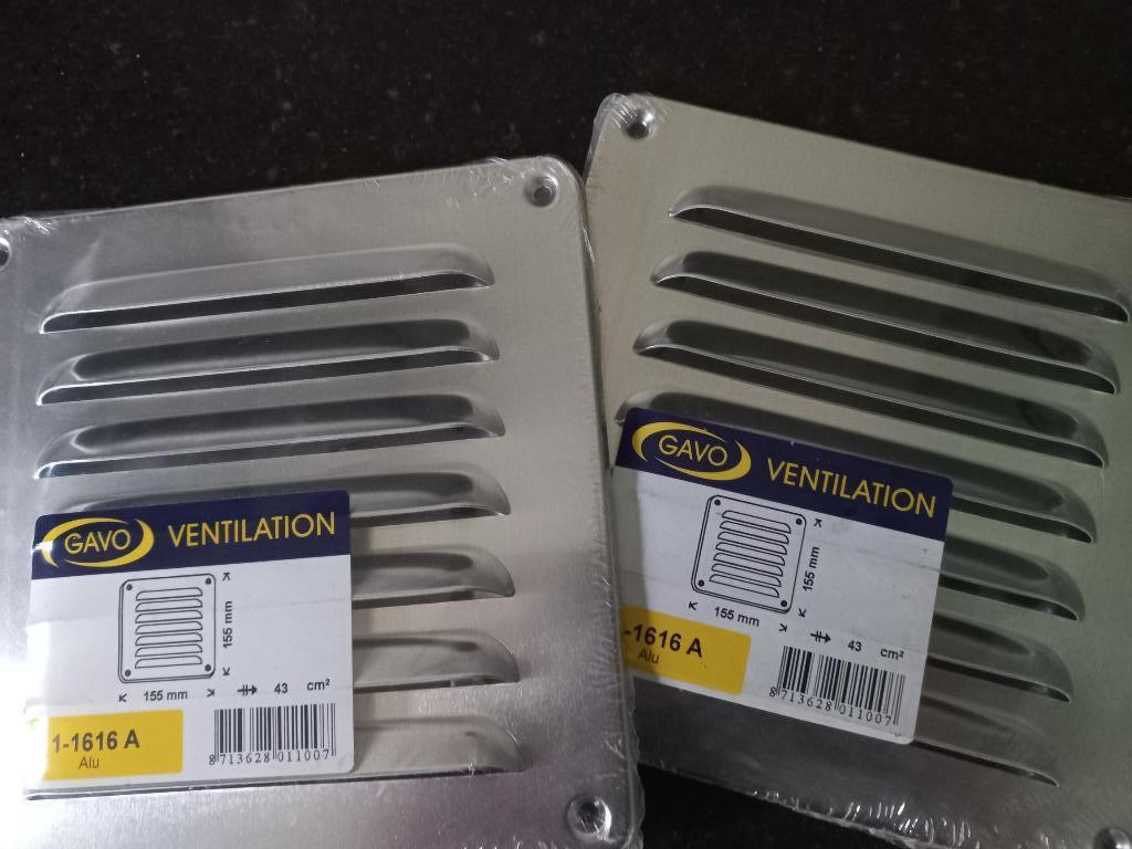 Aluminium schoepenrooster opbouw 155 x 155mm - ALU (1-1616A), Ophalen of Verzenden, Nieuw, Ventilator