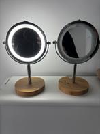 2x bureau makeup spiegels met licht en vergrootspiegel, Ophalen of Verzenden, Gebruikt