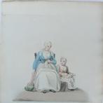 Woman & Child of Friesland 1817 Ingekleurde gravure Klederdr, Antiek en Kunst, Kunst | Etsen en Gravures, Ophalen of Verzenden