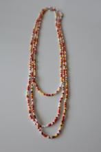 Lange rocailles ketting in oranje, geel, wit en bruin, Ophalen of Verzenden, Nieuw, Overige kleuren, Overige materialen