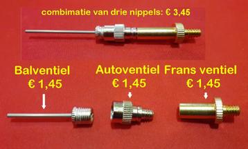 Ventieladapters - Ventiel Nippels, Bal- Auto- Frans- ventiel beschikbaar voor biedingen