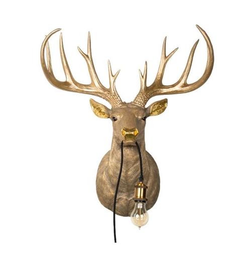 Prachtige grote goudkleurige herten lamp, Huis en Inrichting, Woonaccessoires | Wanddecoraties, Zo goed als nieuw, Ophalen
