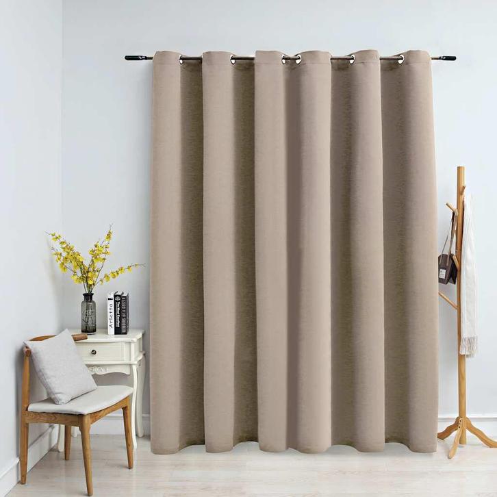 Gordijn verduisterend met metalen ringen 290x245 cm €50, Huis en Inrichting, Stoffering | Gordijnen en Lamellen, Nieuw, 200 cm of meer