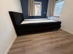 Boxspring 160x220 Zwart met Hoofdbord, Ophalen, Gebruikt, Zwart, Tweepersoons