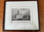 staalgravure  townhall Delft van Bartlett in lijst, Antiek en Kunst, Verzenden