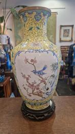 Cloisonné Vaas op Houten Voet - 40cm, Ophalen of Verzenden
