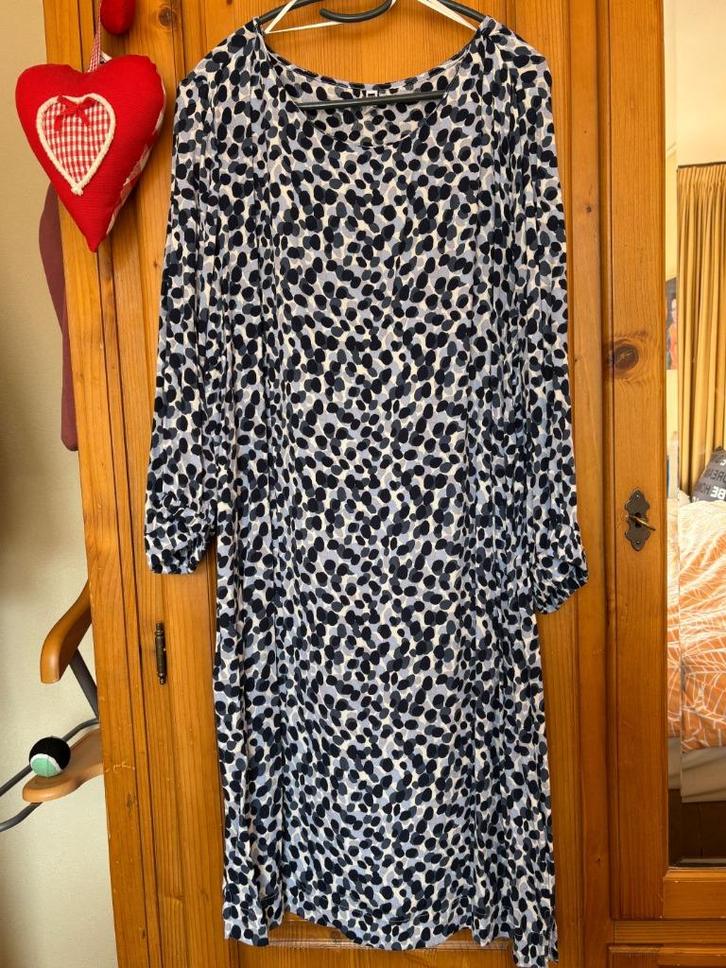 Hema jurkje met "tijgerprintje" in blauw / zwart / wit mt XL, Kleding | Dames, Jurken, Zo goed als nieuw, Maat 46/48 (XL) of groter