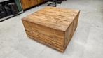 Teak hout kubus bijzettafel, Huis en Inrichting, Ophalen, 50 tot 100 cm, Industrieel, rustiek, landelijk, 50 tot 100 cm
