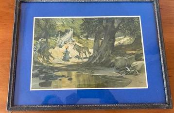 Oude prent, Roodkapje en de wolf. P. Hey beschikbaar voor biedingen