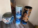 Japanse Porseleinen Vazen Set, Ophalen, Gebruikt, Blauw, Aardewerk of Porselein