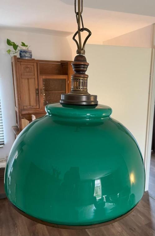 Prachtige vintage glazen hanglamp!, Huis en Inrichting, Lampen | Hanglampen, Zo goed als nieuw, Glas, Hout, Metaal, Ophalen
