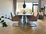 6 Jess Design Leren Eetkamerstoelen - Goed Onderhouden, Huis en Inrichting, Stoelen, Gebruikt, Bruin, Leer, Ophalen of Verzenden