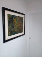 Indisch schilderij HANEN gevecht van kunstenaar Misrang, Ophalen of Verzenden